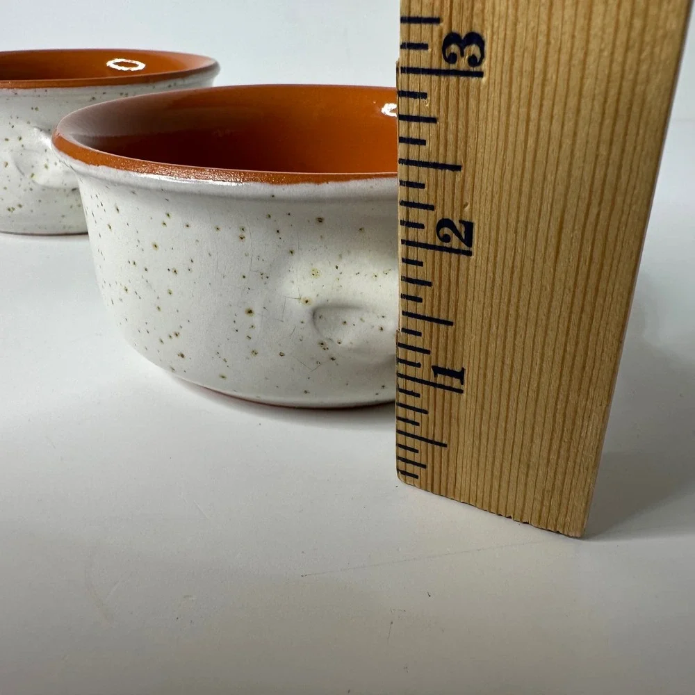 2 De Silva Italy Glazed Speckled Terracotta Soup Bowls Double Handles Farmhouse
